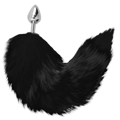 Darkness black tail butt plug silver 8cm