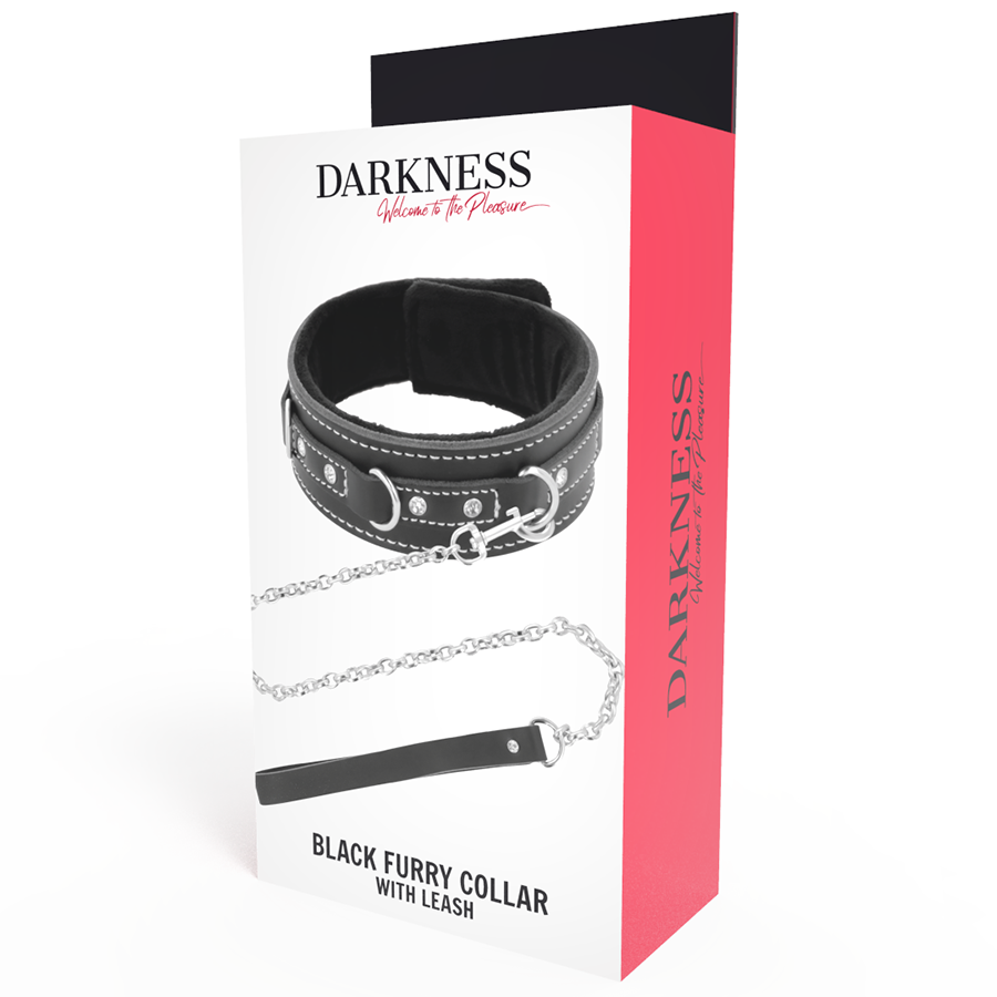Collare Darkness black furry con catena