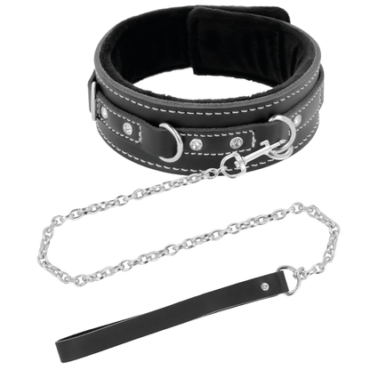 Collare Darkness black furry con catena