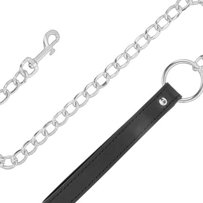 Darkness black soft collar with leash leather