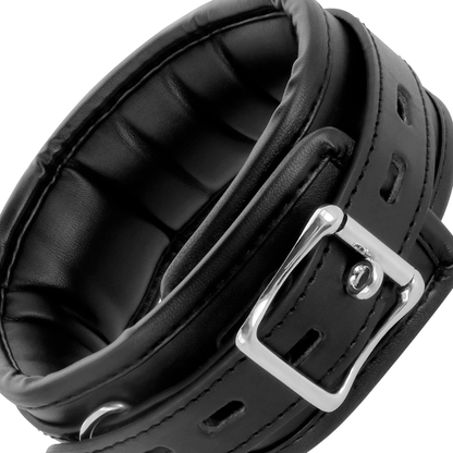 Darkness black soft collar with leash leather