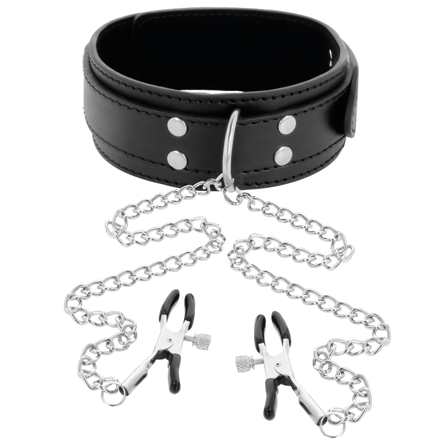 Darkness  collar with nipple clamps black