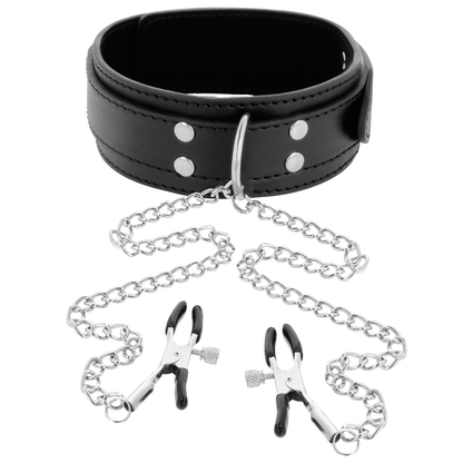 Darkness  collar with nipple clamps black