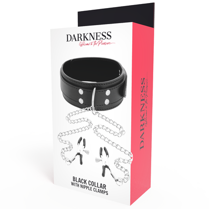 Darkness  collar with nipple clamps black