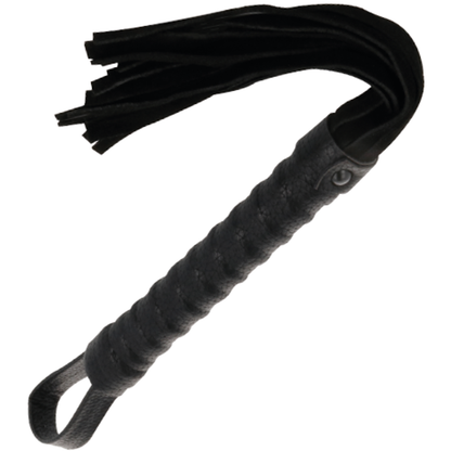 Fouet en cuir noir Darkness avec manche classique