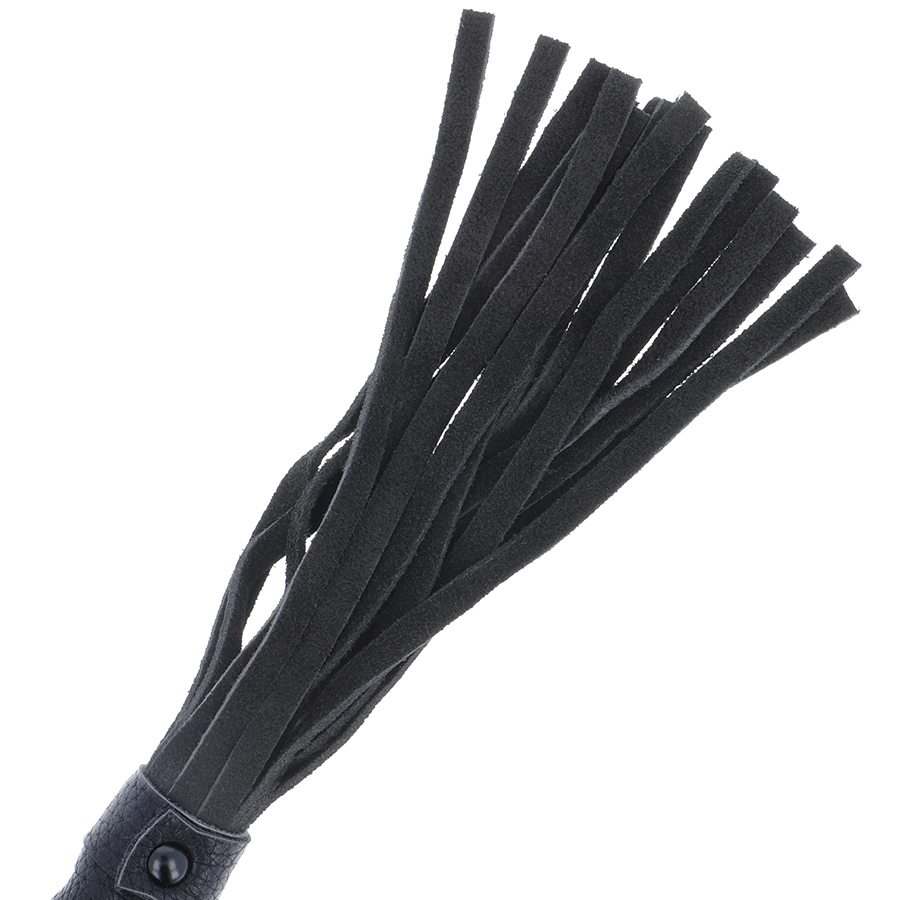 Fouet en cuir noir Darkness avec manche classique