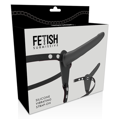 Strap-on dildo Fetish submissive nero con vibrazione 15cm