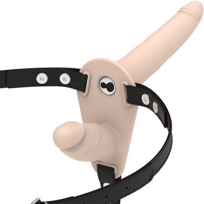 Strap-on dildo Fetish submissive harness doppia dildo con vibrazione color carne 15 cm
