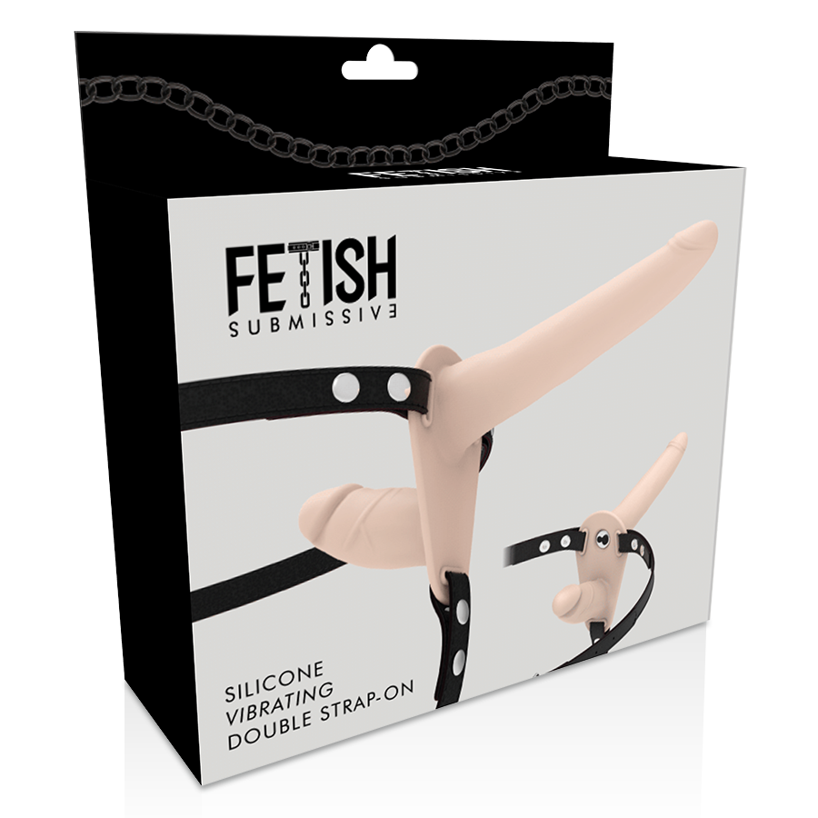 Strap-on dildo Fetish submissive harness doppia dildo con vibrazione color carne 15 cm