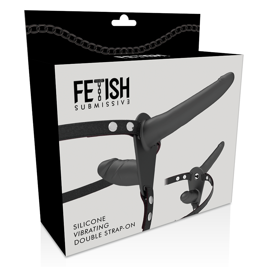Fetish submissive arnÉs doble penetraciÓn vibrador negro