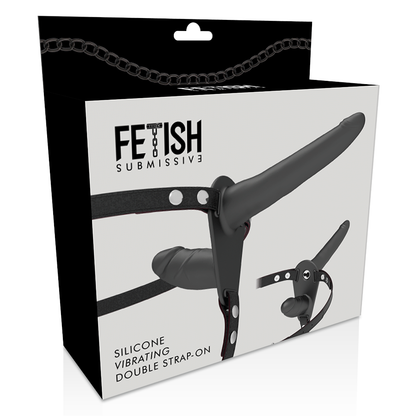 Fetish submissive arnÉs doble penetraciÓn vibrador negro