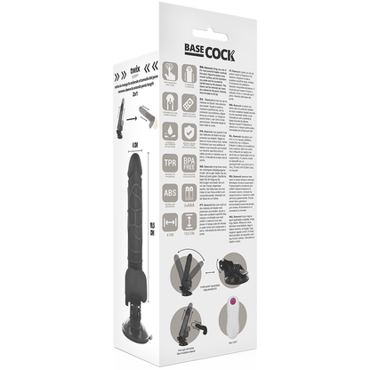 Base telecomando vibratore realistico nero 19,5 cm