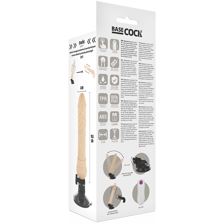 Basecock realistico vibratore telecomando carne 19,5 cm