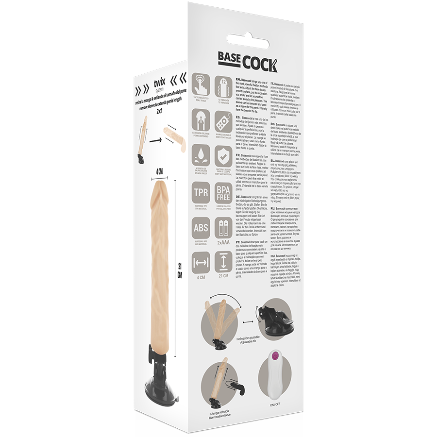 Basecock realistico vibratore telecomando carne 21 cm