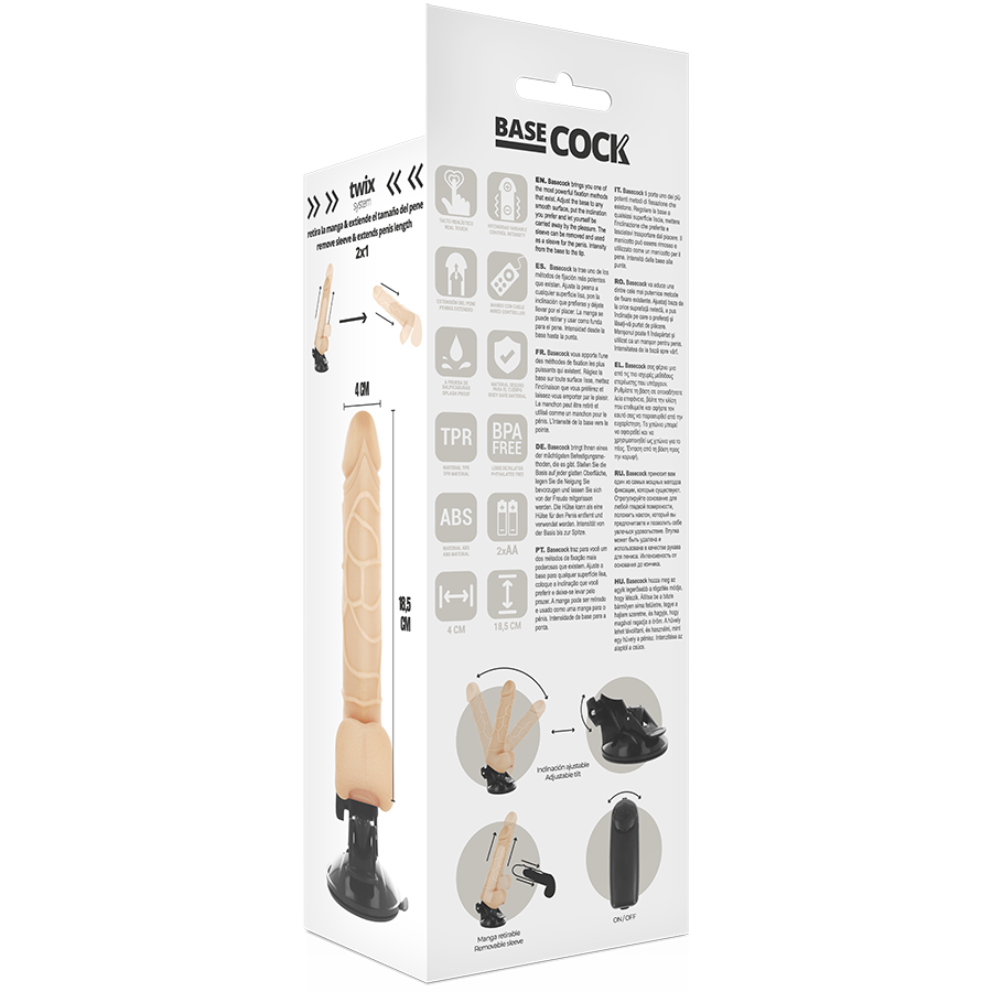 Basecock realistico vibratore telecomando carne 18,5 cm
