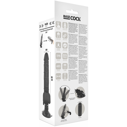 Dildo realistico Basecock con vibrazione e telecomando nero 18,5 cm
