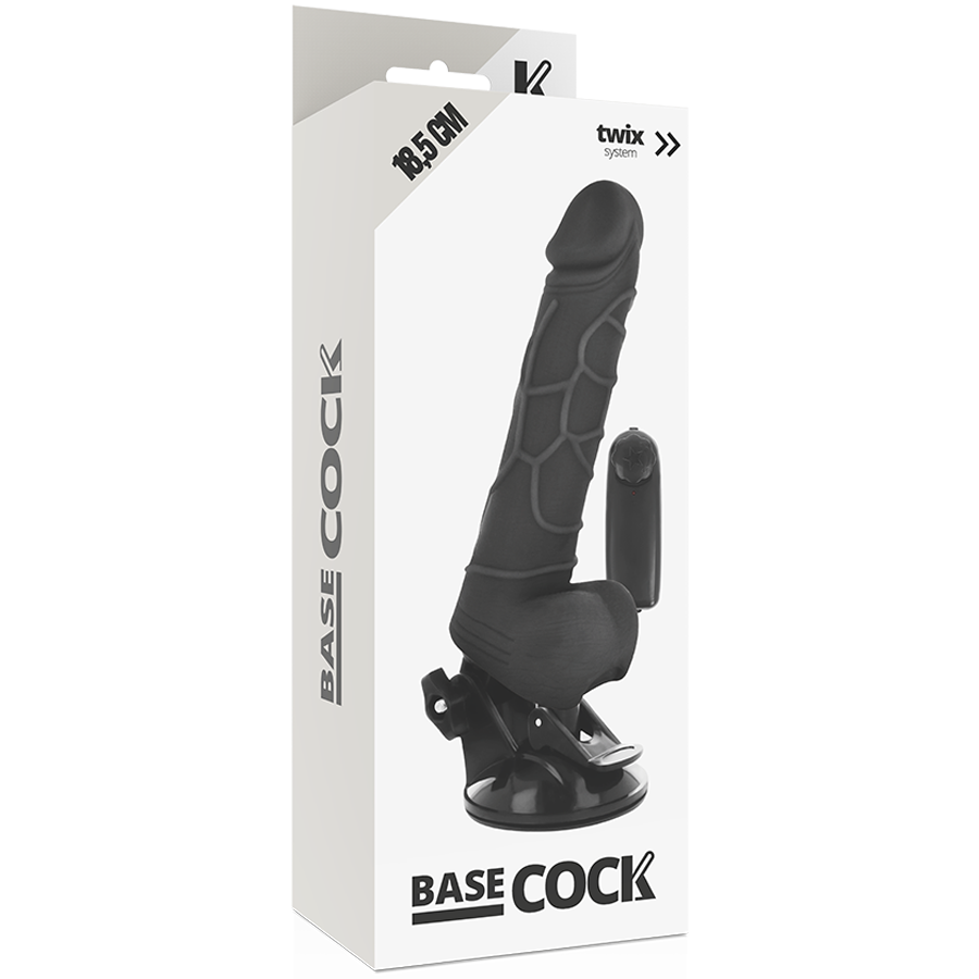 Dildo realistico Basecock con vibrazione e telecomando nero 18,5 cm