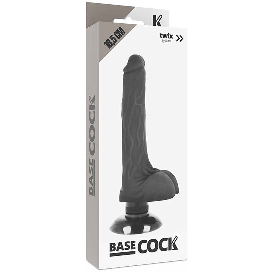 Dildo realistico Basecock con vibrazione nero 18,5 cm