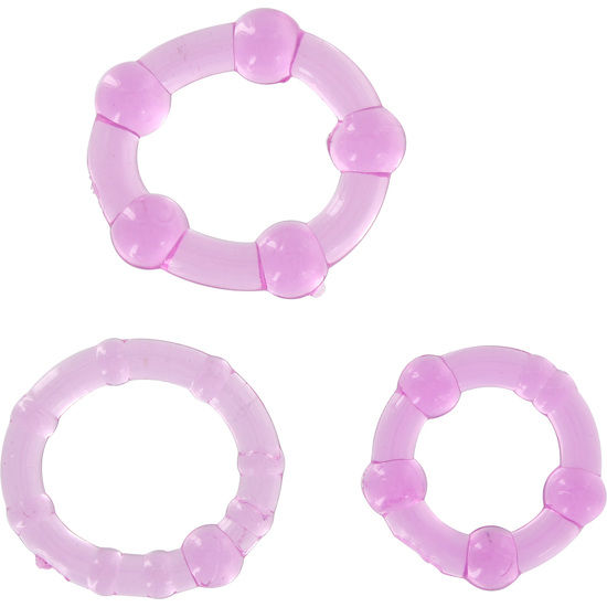 Sevencreations insieme di tre anelli di pene lilla