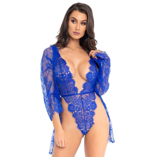 Set leg avenue con orsacciotto e vestaglia blu m