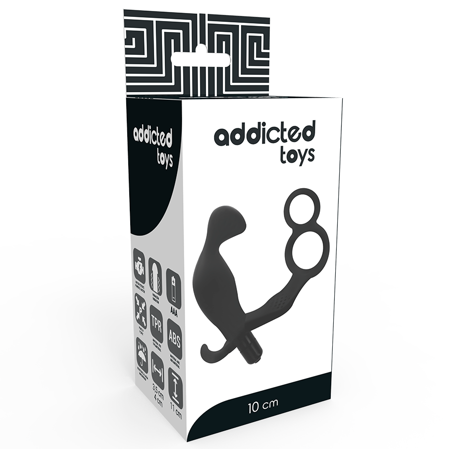 Addicted toys plug anale con doppio anello del pene e testicoli neri