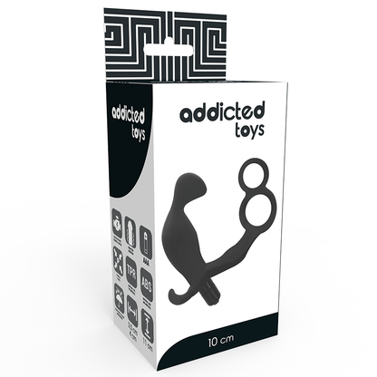 Addicted toys plug anale con doppio anello del pene e testicoli neri