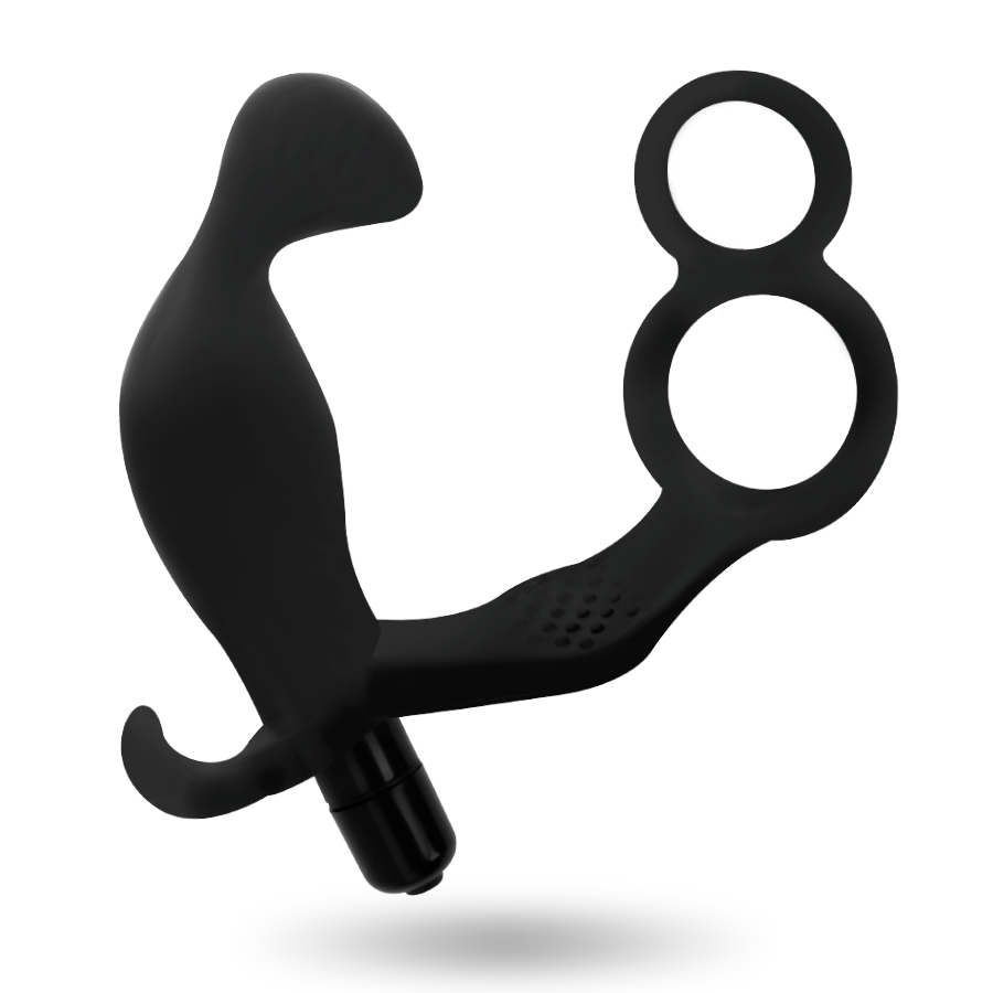 Addicted toys plug anale con doppio anello del pene e testicoli neri