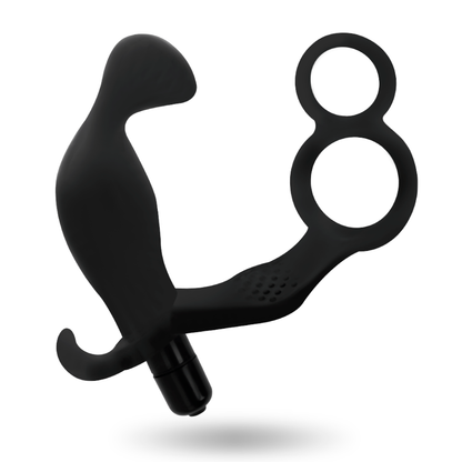 Addicted toys plug anale con doppio anello del pene e testicoli neri