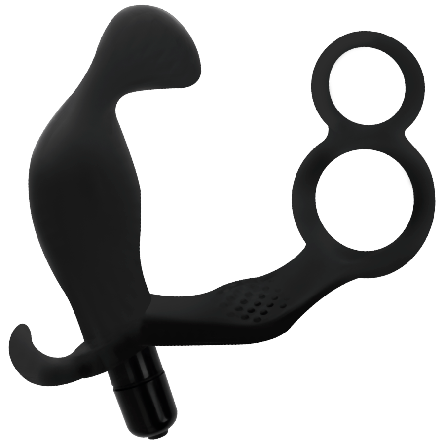 Addicted toys plug anale con doppio anello del pene e testicoli neri