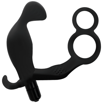Addicted toys plug anale con doppio anello del pene e testicoli neri