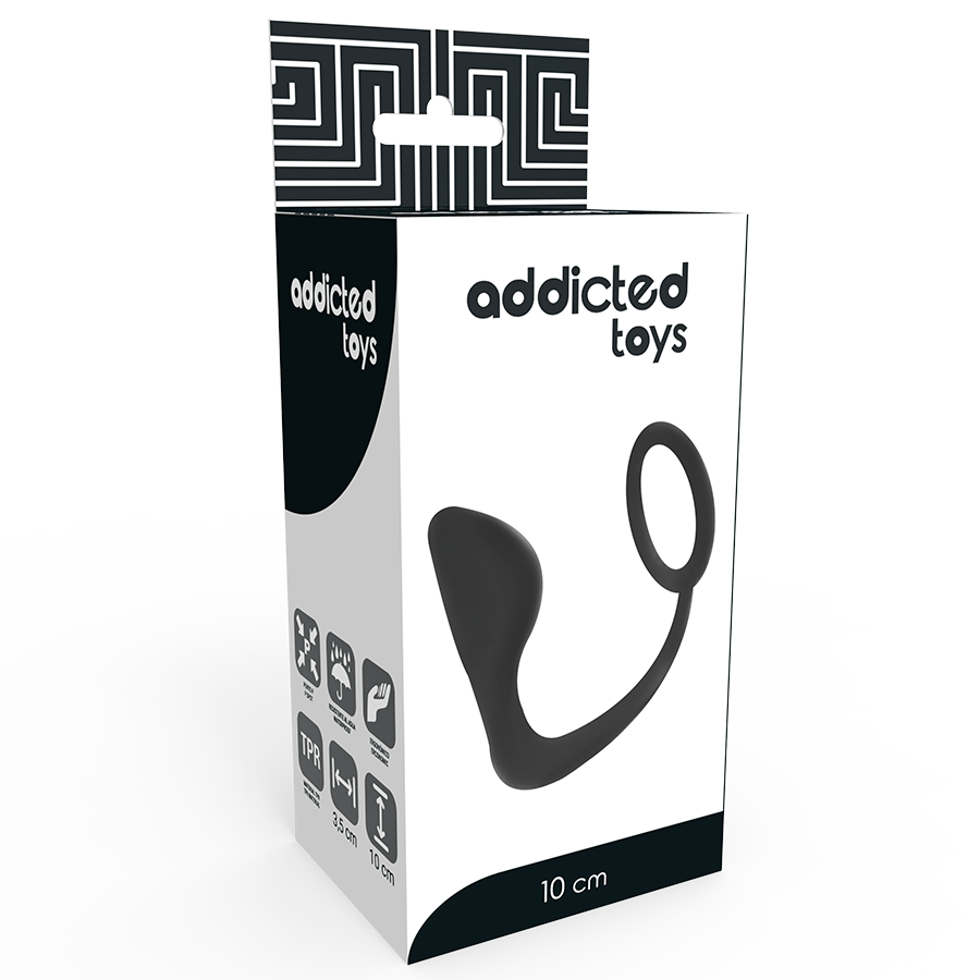 Plug anale con giocattoli addicted con anello pene nero
