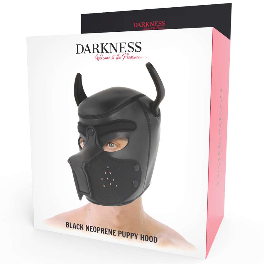 Darkness neoprene dog hood with removable muzzle l