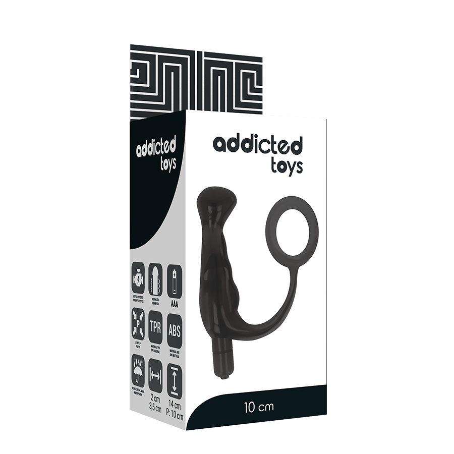 Vibratore di giocattoli addicted prost tico nero 10 cm