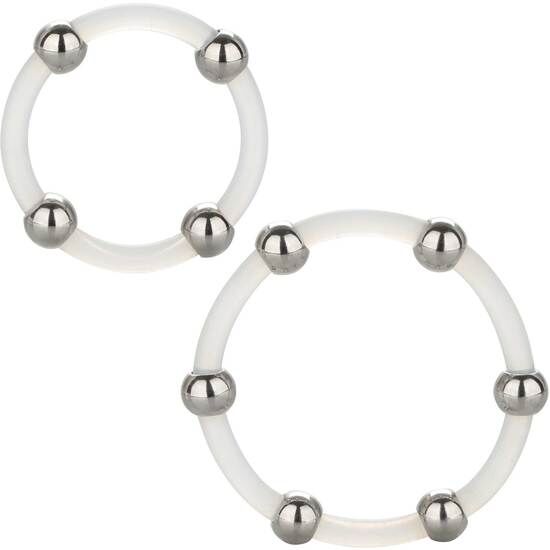 CALEXOTICS - ENSEMBLE D'ANNEAUX EN SILICONE AVEC PERLES EN ACIER