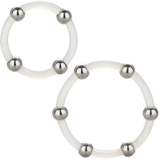 CALEXOTICS - ENSEMBLE D'ANNEAUX EN SILICONE AVEC PERLES EN ACIER