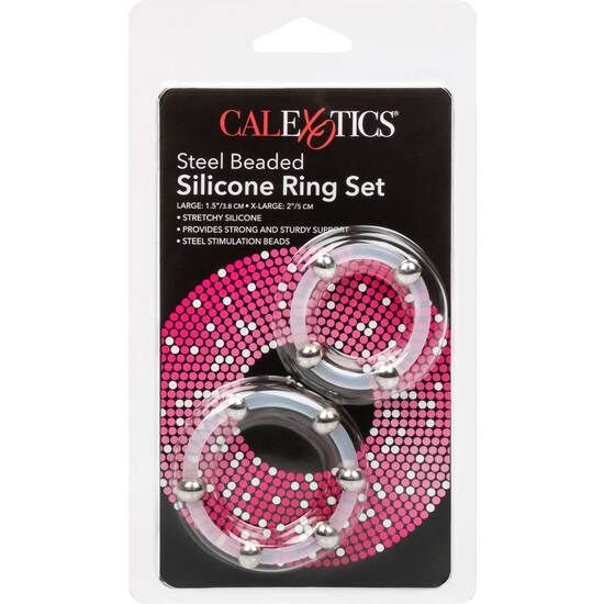 CALEXOTICS - ENSEMBLE D'ANNEAUX EN SILICONE AVEC PERLES EN ACIER