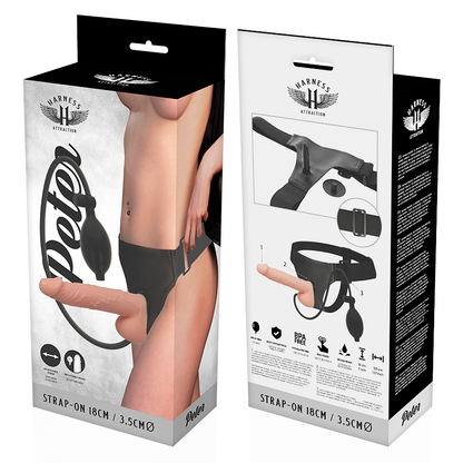 Strap-on dildo Harness attraction Peter con pene gonfiabile 18 cm