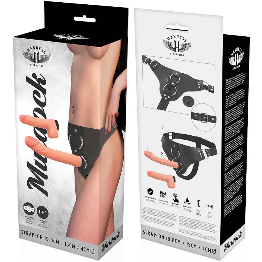 Strap-on godemichet Harnais attraction Murdock double godemichet réaliste