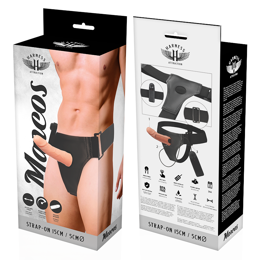 Strap-on dildo Harness attraction Marcos con vibrazione 15 cm