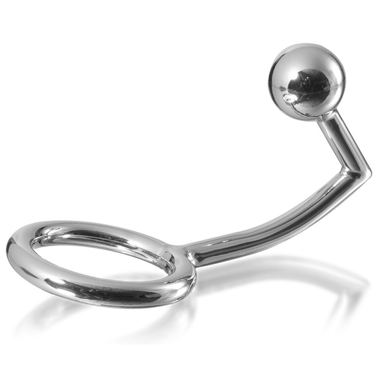 Cock Ring Metal Hard in Acciaio con Analbead Argento