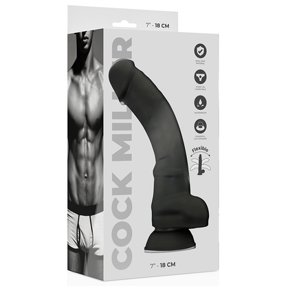Bite miller - gode en silicone à densité articulée noir 18 cm