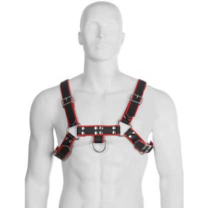 Body catena in pelle imbracatura iii nero / rosso