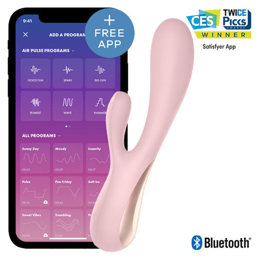 Vibratore rabbit - Mono flex rosa con app
