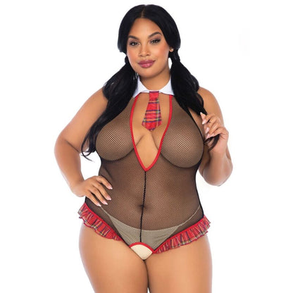 Leg avenue teddy schoolgirl con apertura size plus