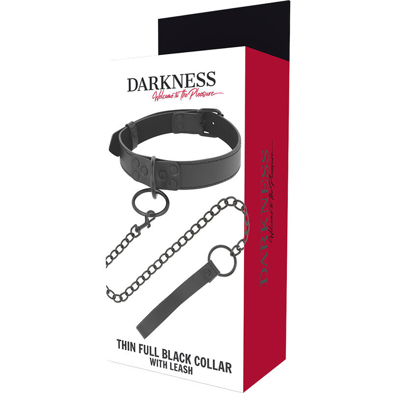 Darkness thin black full collar  with leash