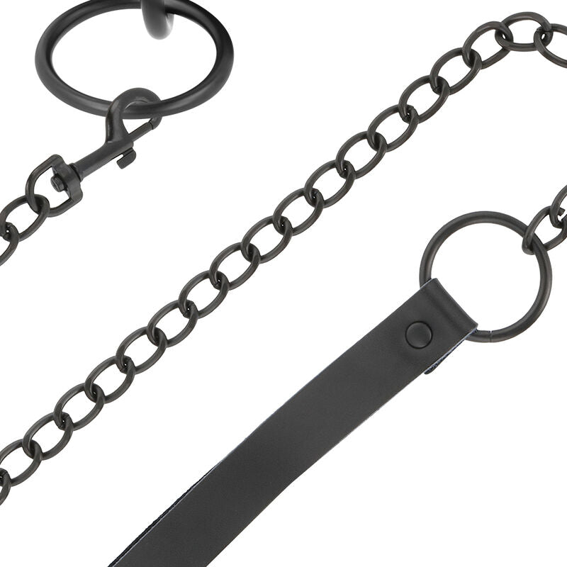 Darkness thin black full collar  with leash
