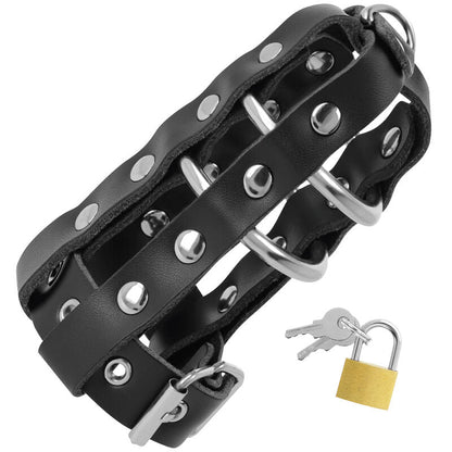 Darkness leather chastity cage