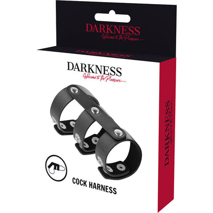 Darkness adjustable leather double  penis and testicles ring