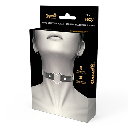 Coquette collar cuero vegano accesorio woman corazÓn