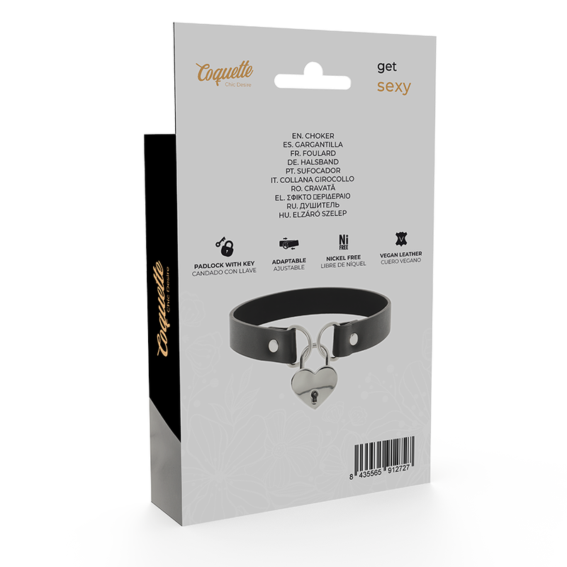 Coquette collar cuero vegano accesorio corazÓn con llave